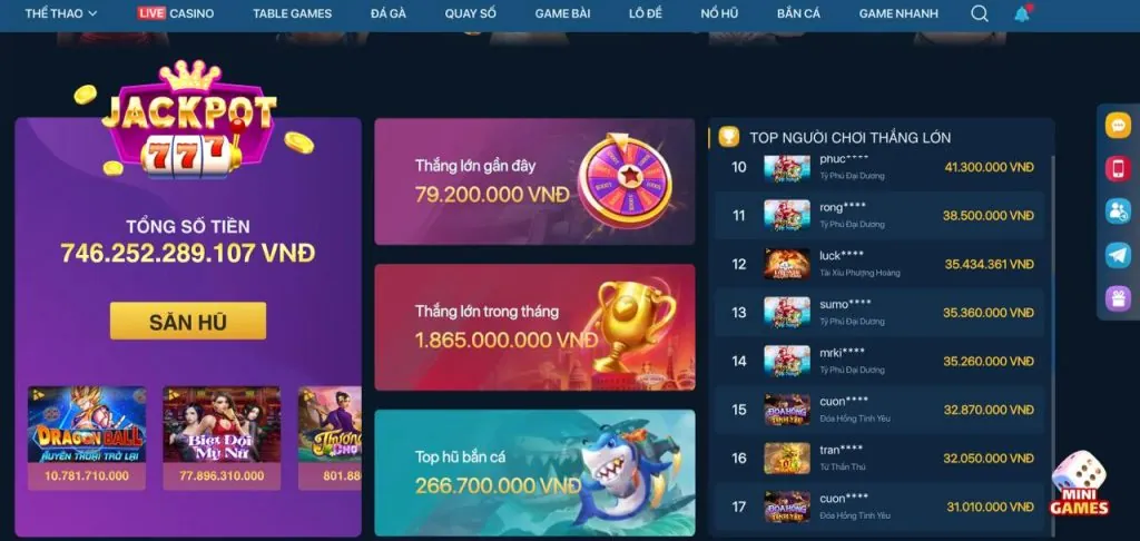 Đa dạng các trò chơi Slot và Nổ hũ tại GA888VN
